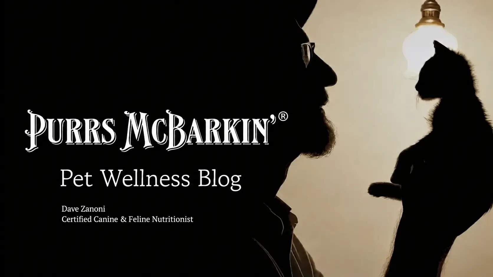 Purrs McBarkin’ Pet Wellness Blog. Dave Zanoni, Certified Canine & Feline Nutritionist, holding a black cat.